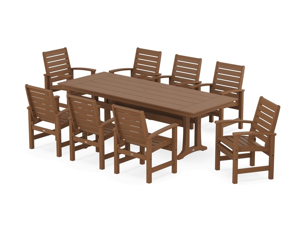 Signature 9-Piece Farmhouse Dining Set with Trestle Legs Photo