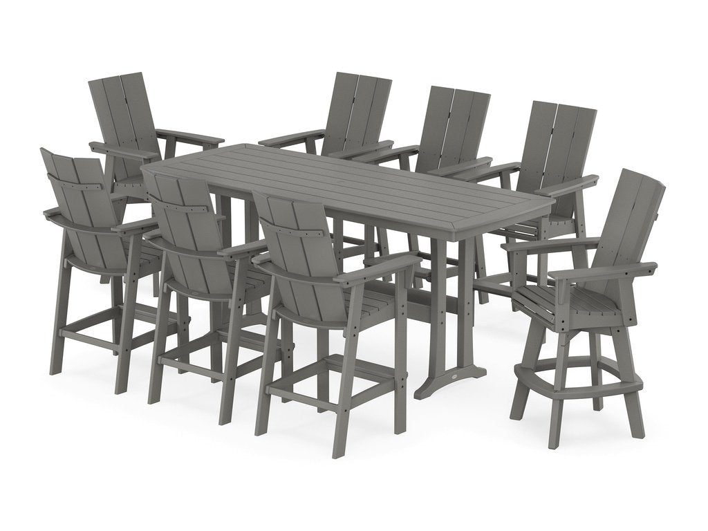 Modern Curveback Adirondack Swivel 9-Piece Bar Set with Trestle Legs Photo