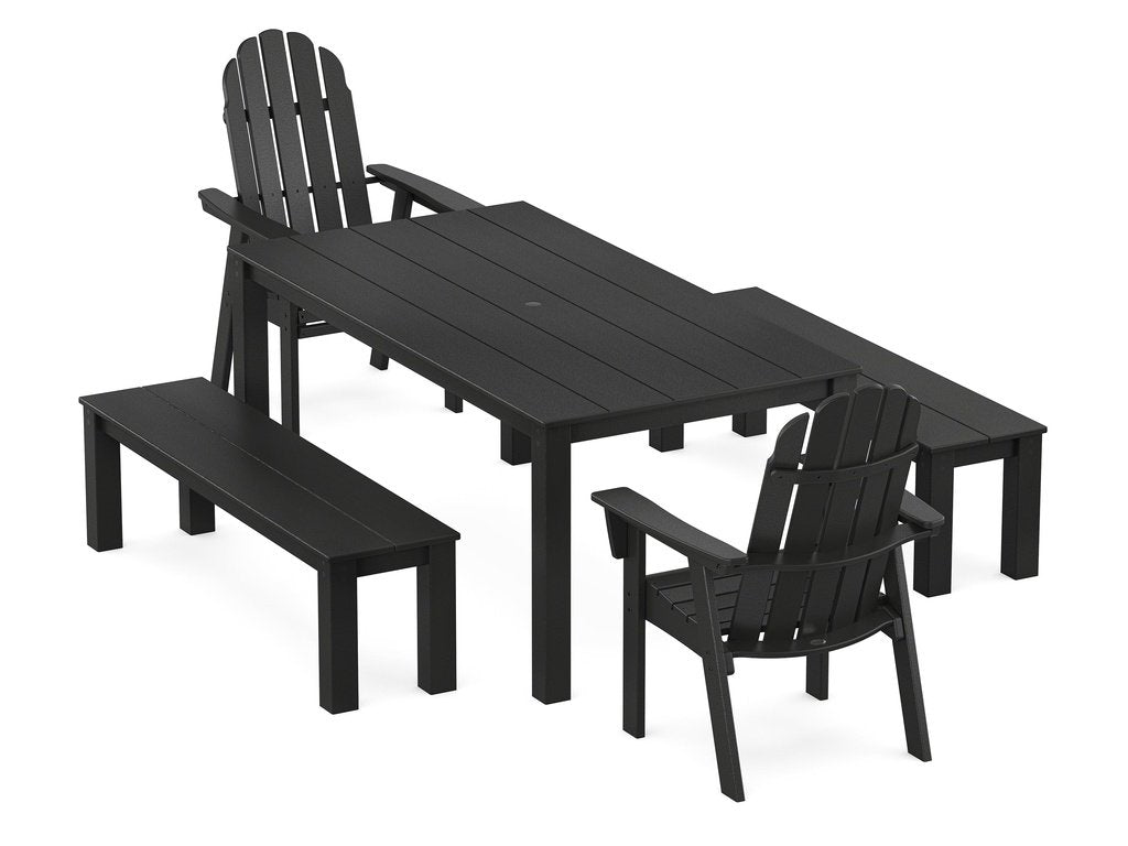 Vineyard Curveback Adirondack 5-Piece Parsons Dining Set with Benches Photo