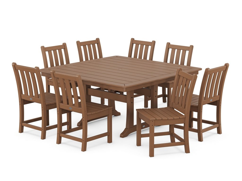 Traditional Garden 9-Piece Nautical Trestle Dining Set Photo