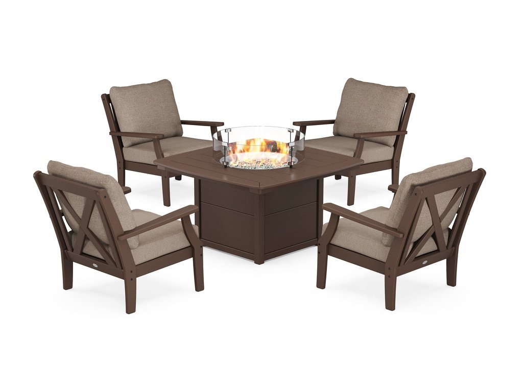 Braxton 5-Piece Deep Seating Conversation Set with Fire Pit Table Photo