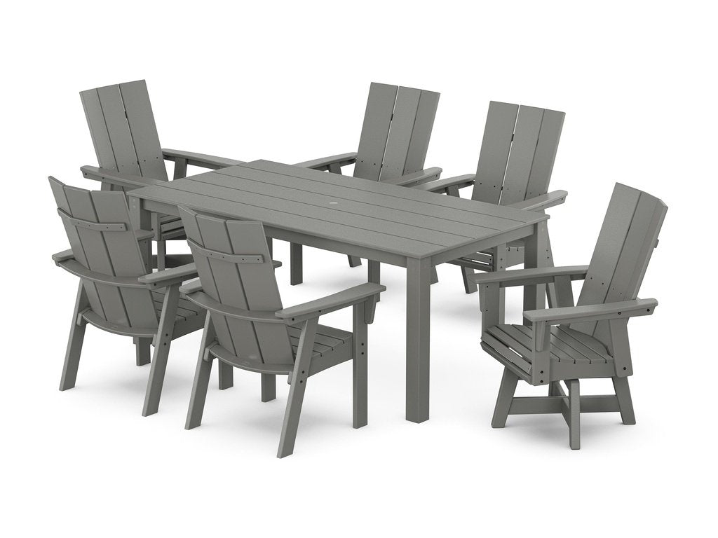 Modern Curveback Adirondack 7-Piece Parsons Swivel Dining Set Photo