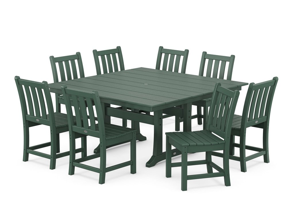 Traditional Garden 9-Piece Farmhouse Trestle Dining Set Photo