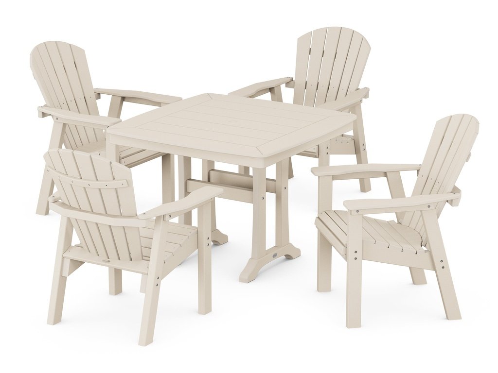 Seashell 5-Piece Dining Set with Trestle Legs Photo