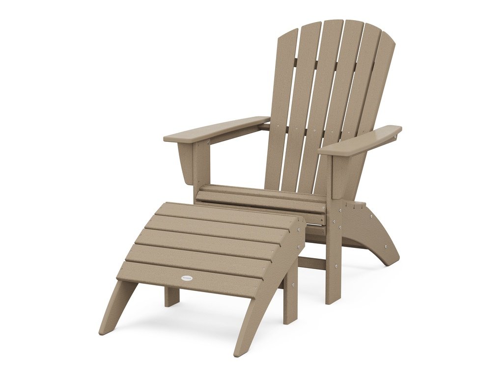 Nautical Curveback Adirondack Chair 2-Piece Set with Ottoman Photo