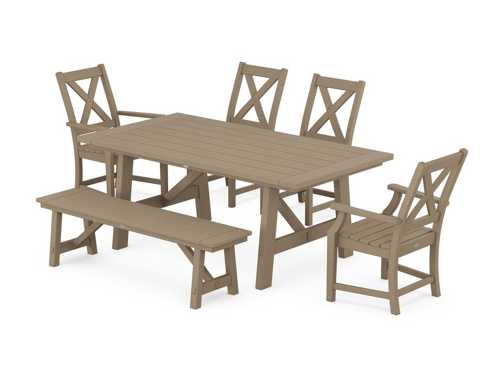 Braxton 6-Piece Rustic Farmhouse Dining Set With Trestle Legs Photo