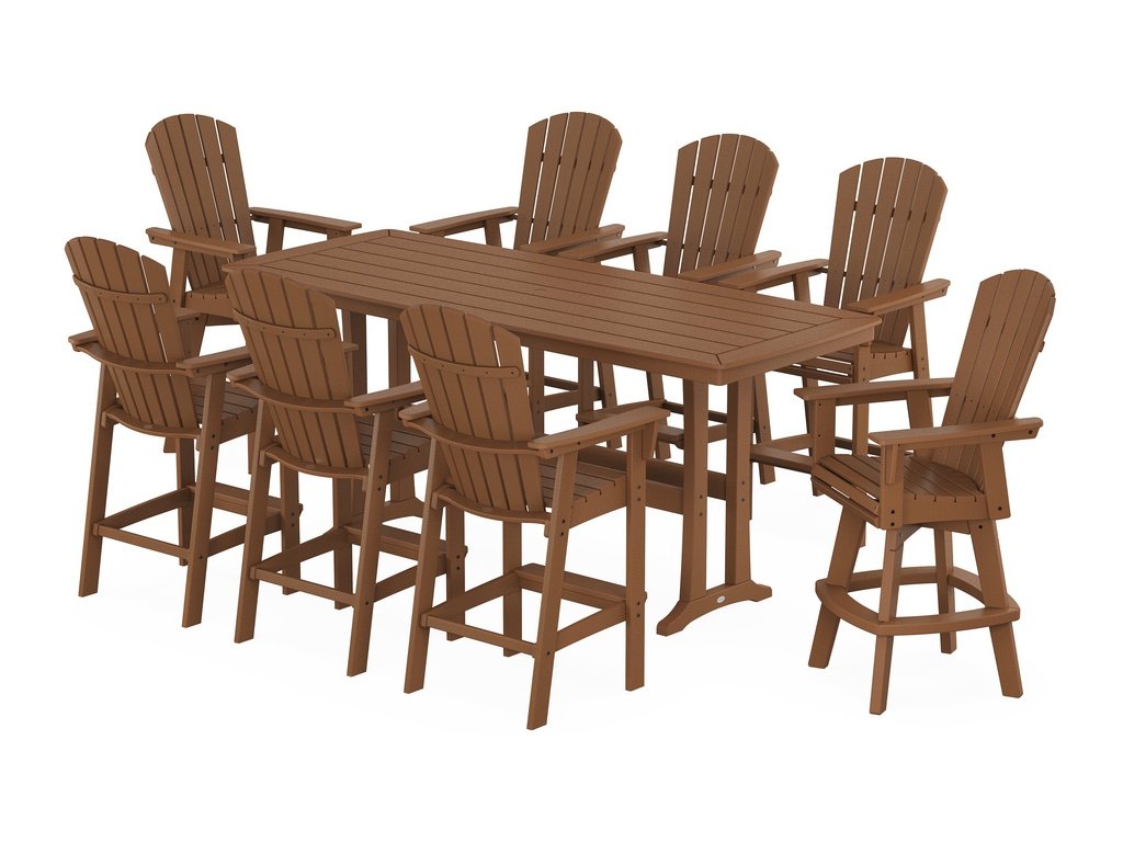 Nautical Curveback Adirondack Swivel 9-Piece Bar Set with Trestle Legs Photo