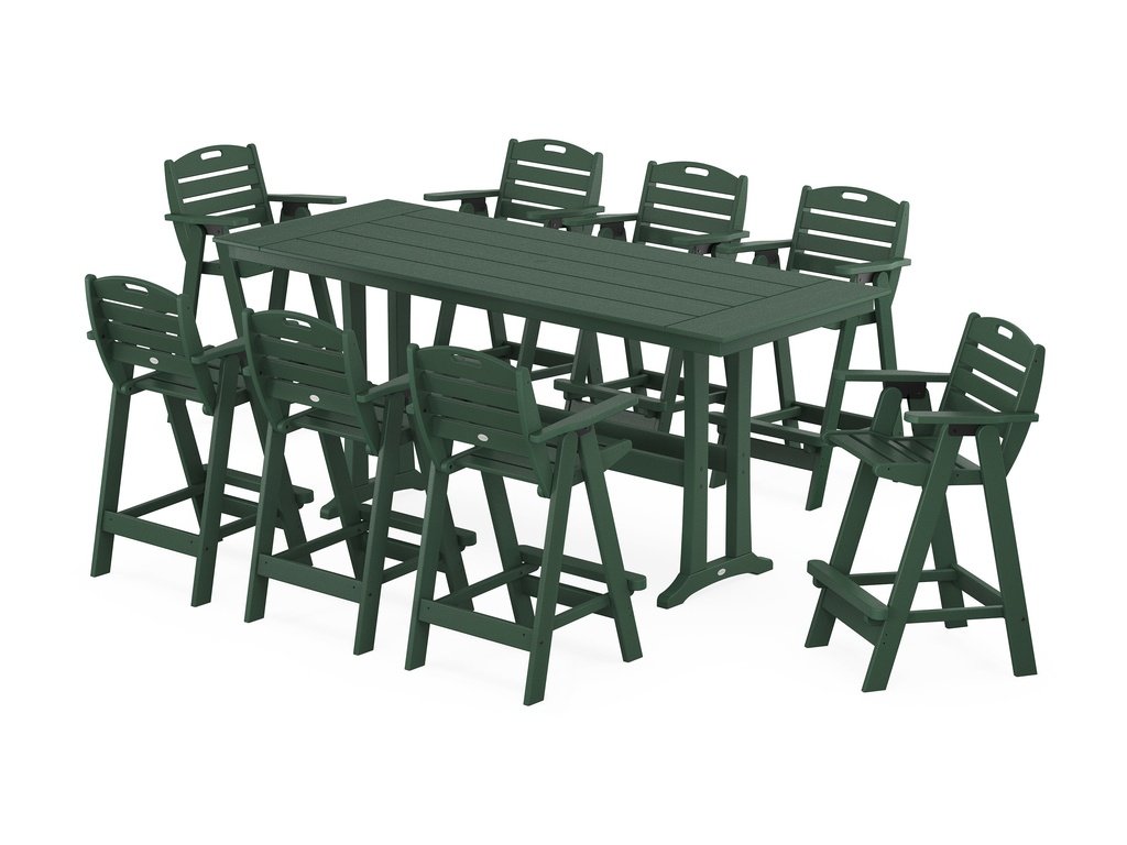 Nautical 9-Piece Farmhouse Bar Set with Trestle Legs Photo