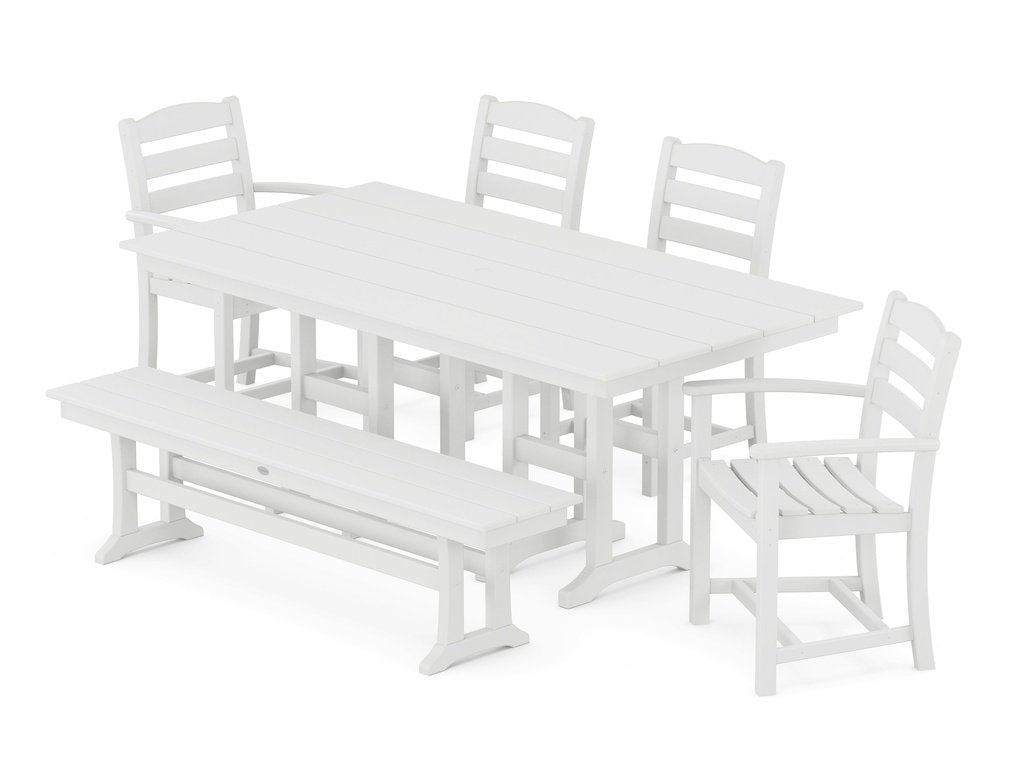 La Casa Café 6-Piece Farmhouse Dining Set with Bench Photo