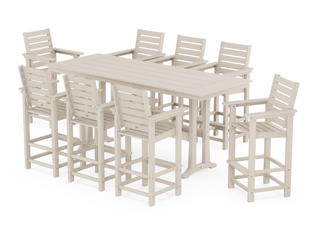 Captain 9-Piece Farmhouse Bar Set with Trestle Legs Photo