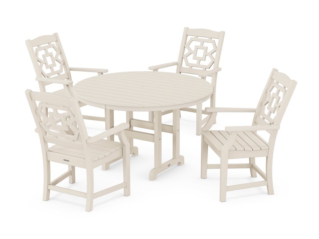 Chinoiserie 5-Piece Round Farmhouse Dining Set Photo