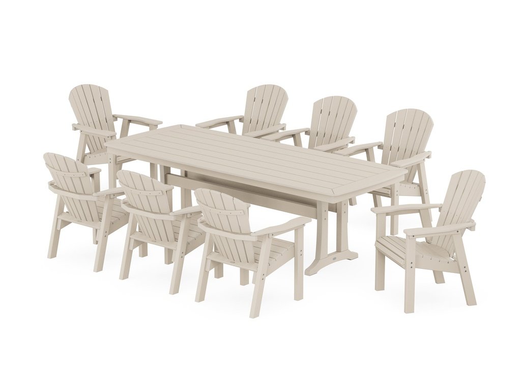 Seashell 9-Piece Dining Set with Trestle Legs Photo