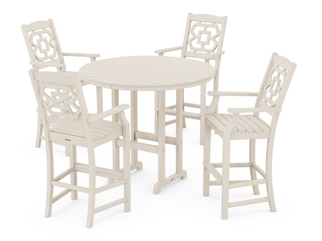 Chinoiserie 5-Piece Round Farmhouse Bar Set Photo