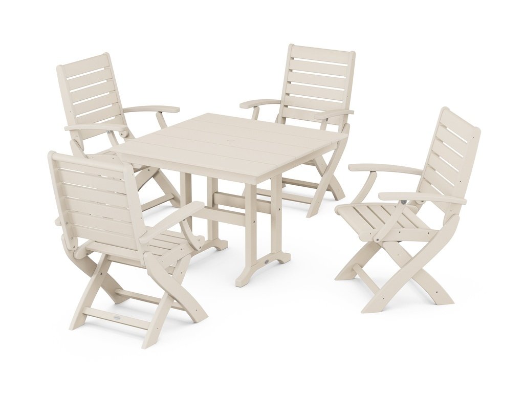 Signature Folding Chair 5-Piece Farmhouse Dining Set Photo