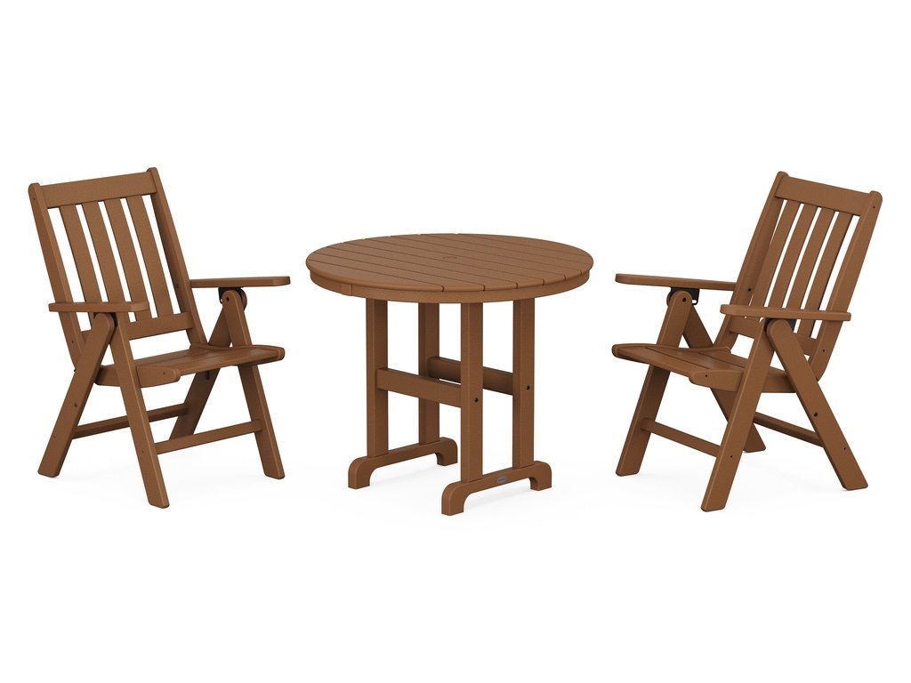 Vineyard Folding Chair 3-Piece Round Dining Set Photo