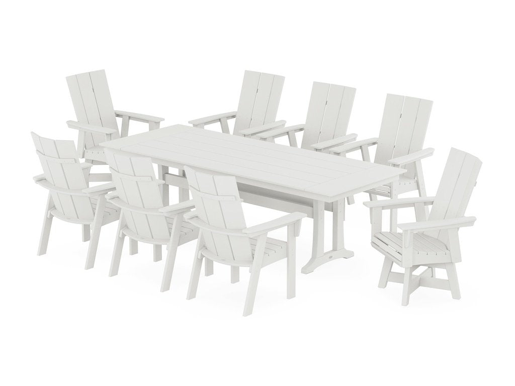 Modern Curveback Adirondack Swivel 9-Piece Farmhouse Dining Set with Trestle Legs Photo