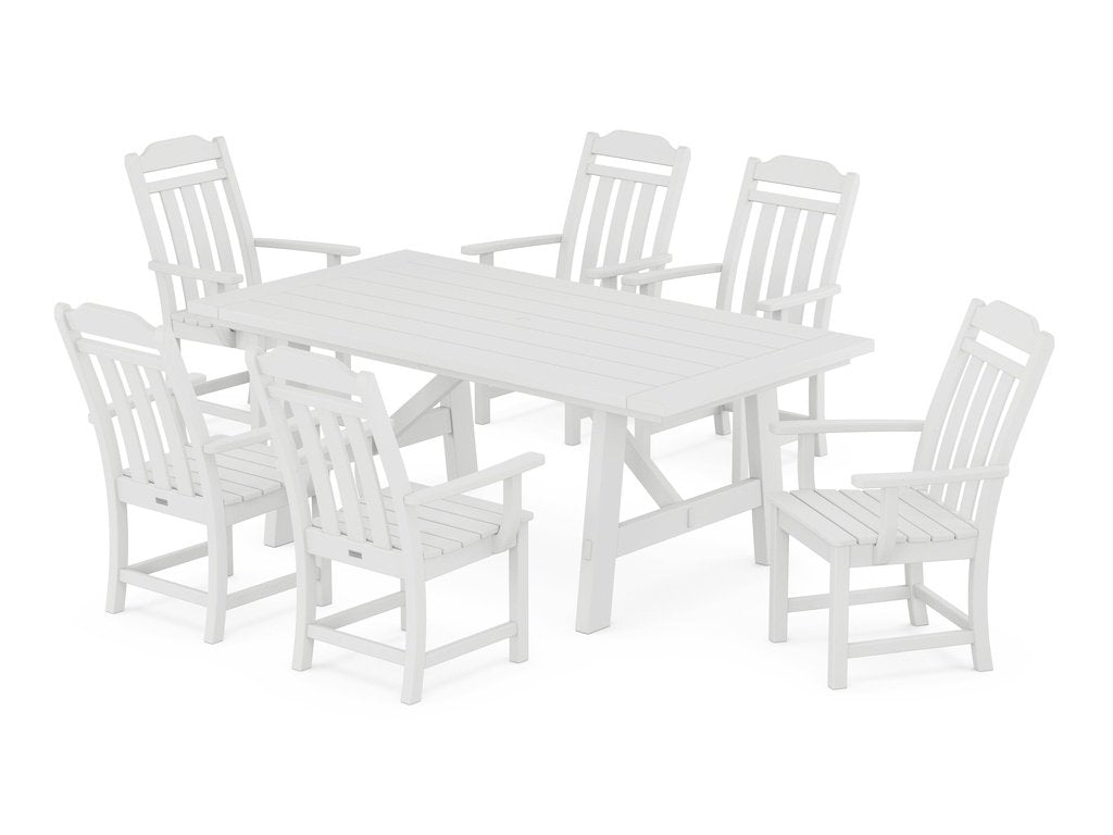 Country Living Arm Chair 7-Piece Rustic Farmhouse Dining Set Photo