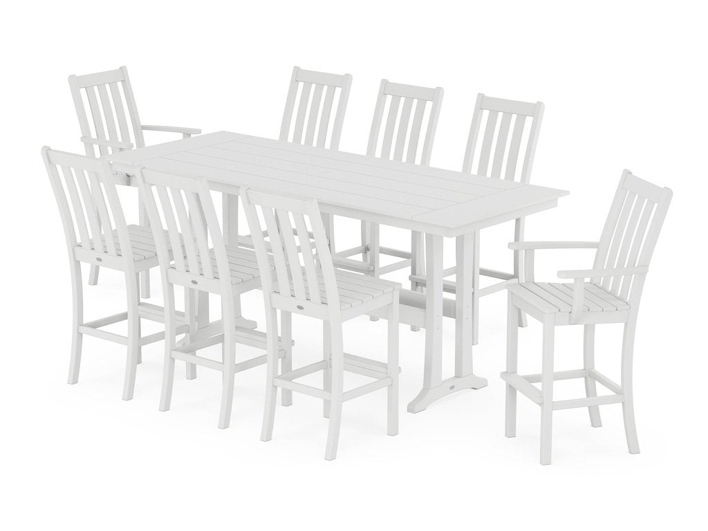 Vineyard 9-Piece Farmhouse Bar Set with Trestle Legs Photo