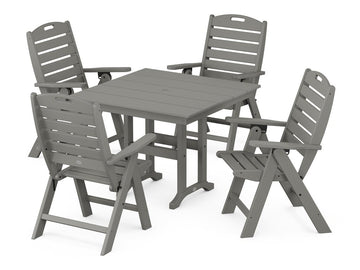 Nautical Folding Highback Chair 5-Piece Farmhouse Dining Set Photo