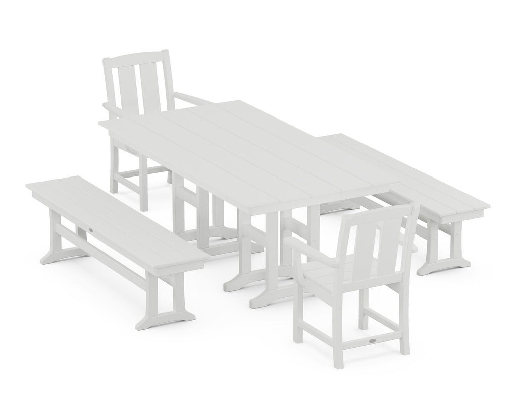 Mission 5-Piece Farmhouse Dining Set with Benches Photo