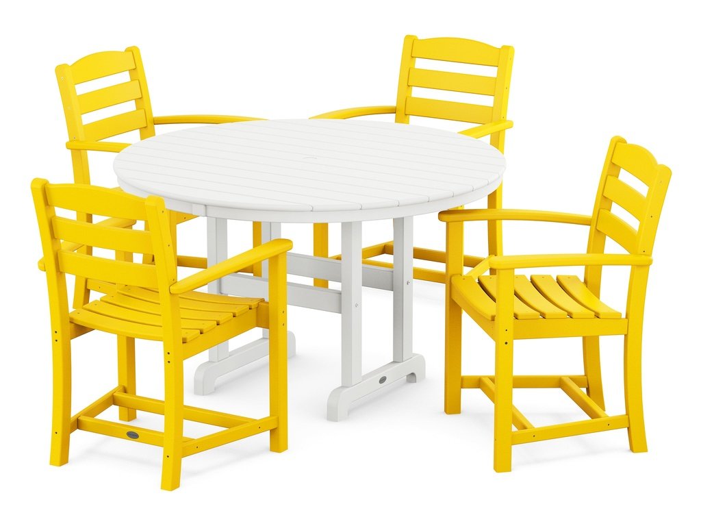 La Casa Café 5-Piece Round Farmhouse Dining Set Photo