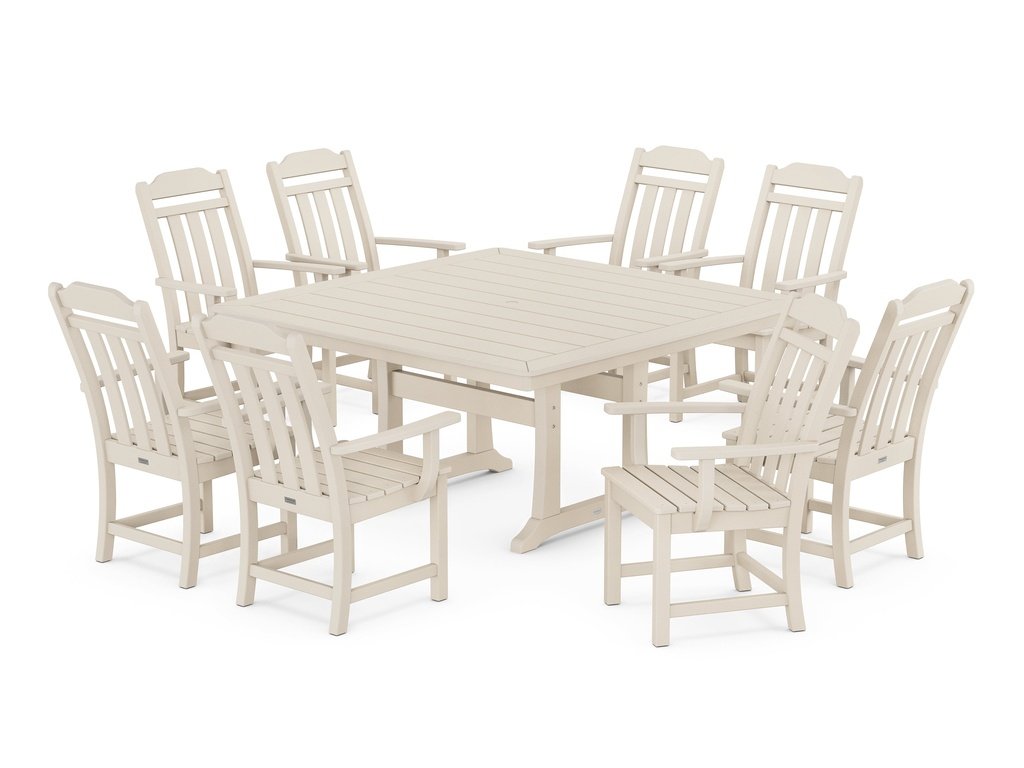 Country Living 9-Piece Square Dining Set with Trestle Legs Photo