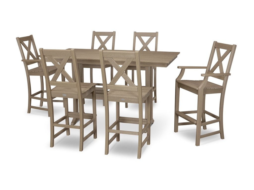 Braxton 7-Piece Farmhouse Trestle Bar Set Photo