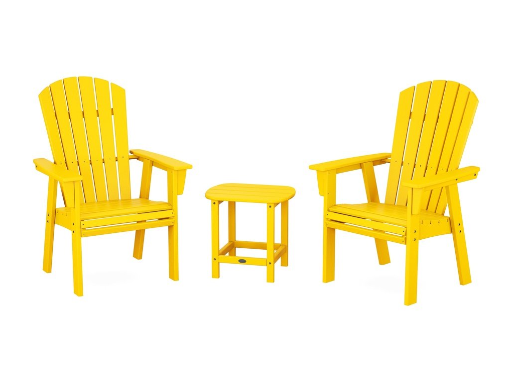 Nautical 3-Piece Curveback Upright Adirondack Chair Set Photo