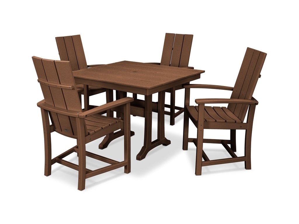 Modern Adirondack 5-Piece Farmhouse Trestle Dining Set Photo