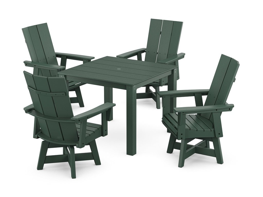 Modern Curveback Adirondack 5-Piece Parsons Swivel Dining Set Photo