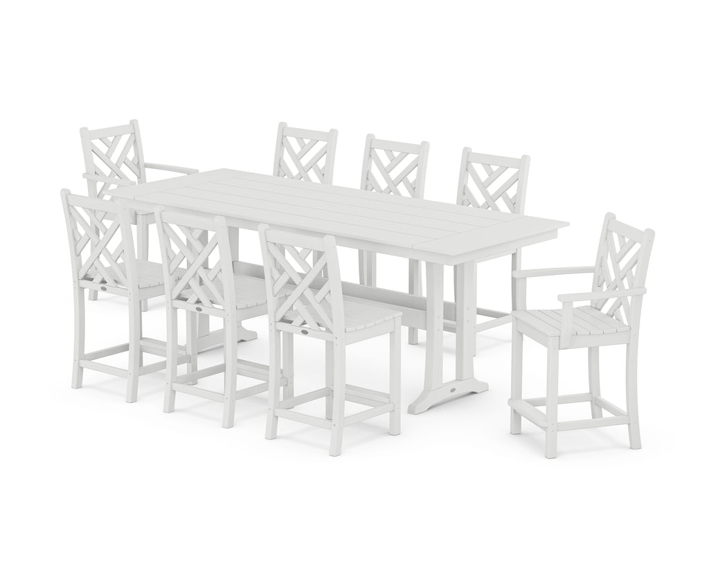 Chippendale 9-Piece Farmhouse Counter Set with Trestle Legs Photo