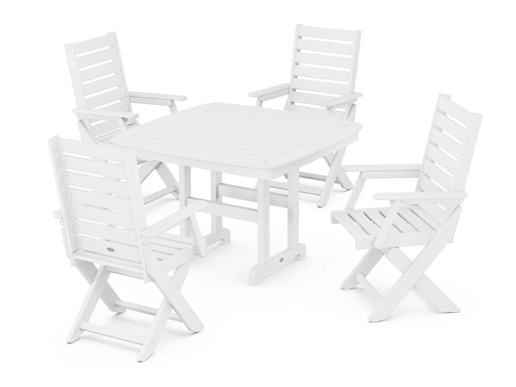 Captain Folding Chair 5-Piece Dining Set with Trestle Legs Photo