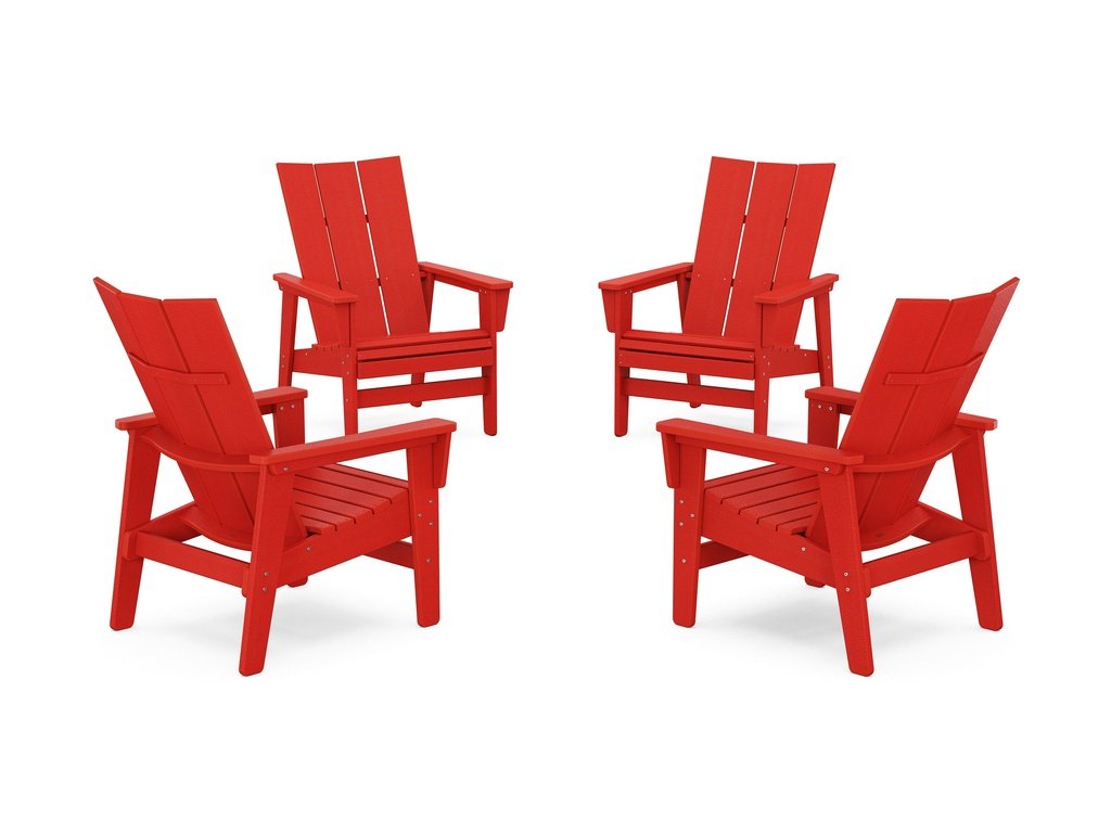 4-Piece Modern Grand Upright Adirondack Chair Conversation Set Photo