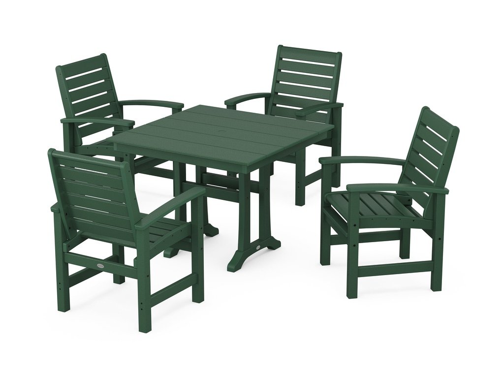 Signature 5-Piece Farmhouse Dining Set With Trestle Legs Photo