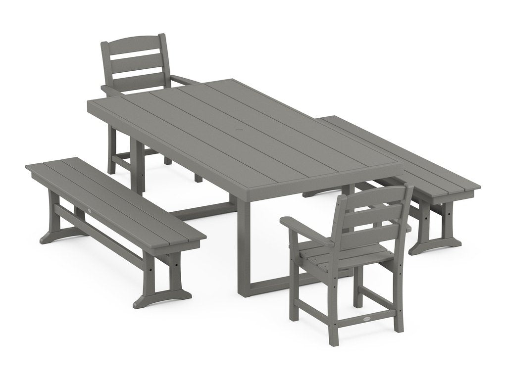 Lakeside 5-Piece Dining Set with Benches Photo