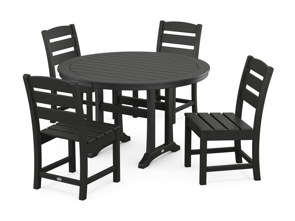 Lakeside Side Chair 5-Piece Round Dining Set With Trestle Legs Photo