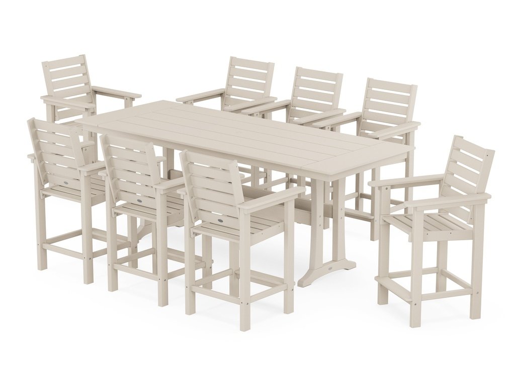 Captain 9-Piece Farmhouse Counter Set with Trestle Legs Photo