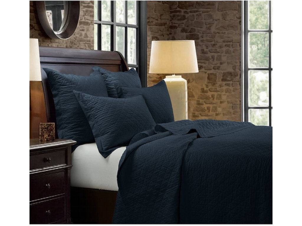 Linen Diamond Quilt - Navy, Q