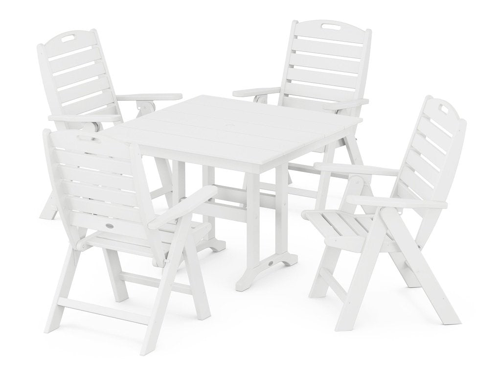 Nautical Folding Highback Chair 5-Piece Farmhouse Dining Set Photo