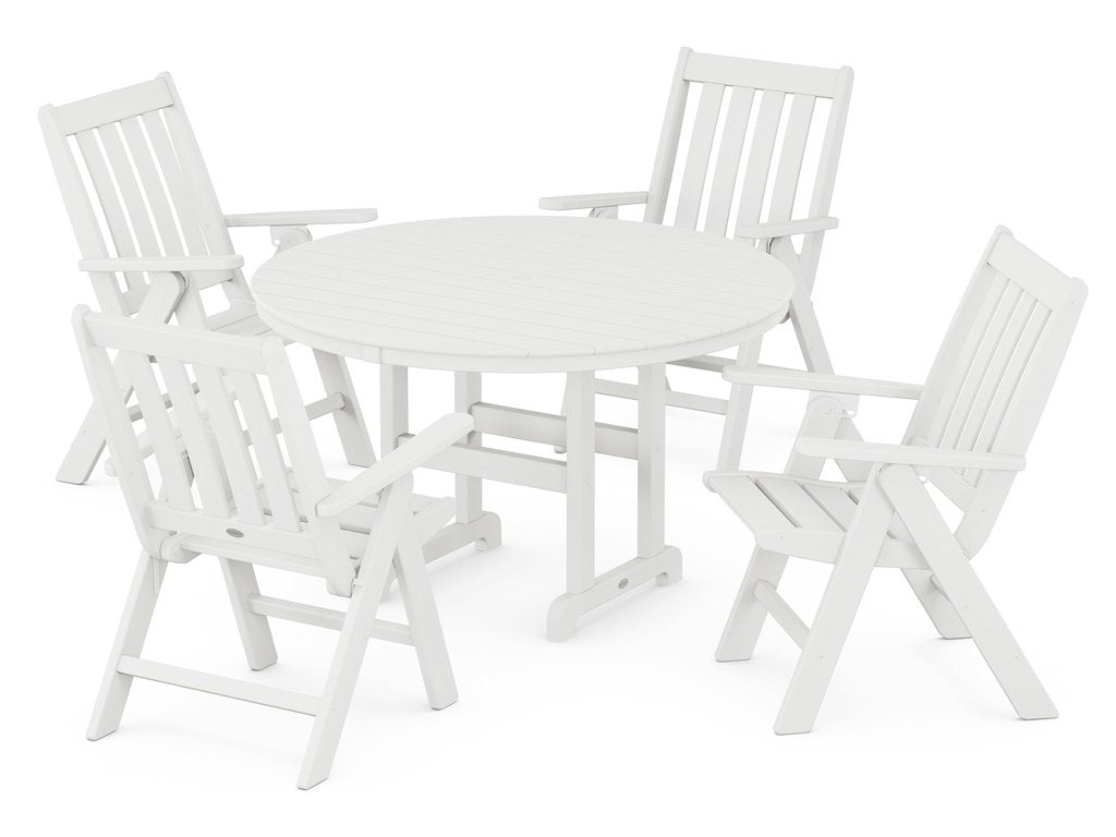 Vineyard Folding Chair 5-Piece Round Farmhouse Dining Set Photo