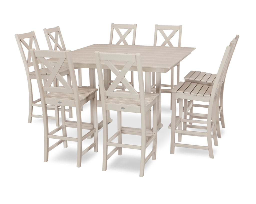 Braxton 9-Piece Farmhouse Trestle Bar Set Photo