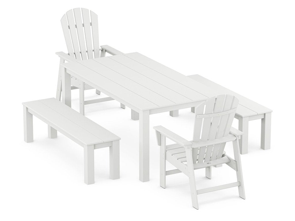 South Beach 5-Piece Parsons Dining Set with Benches Photo