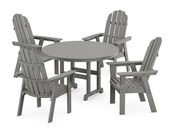 Vineyard Curveback Adirondack 5-Piece Round Farmhouse Dining Set Photo