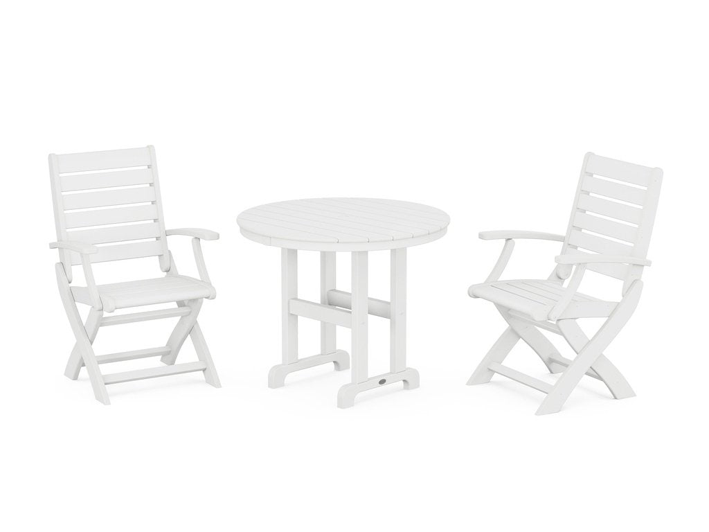 Signature Folding Chair 3-Piece Round Farmhouse Dining Set Photo