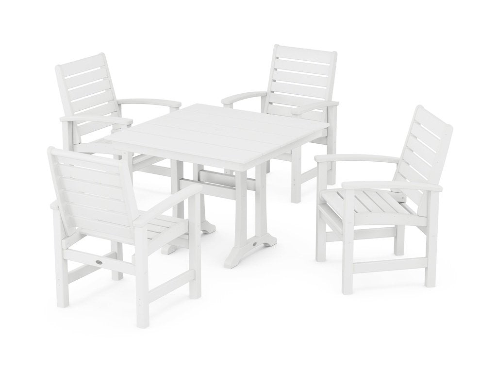 Signature 5-Piece Farmhouse Dining Set With Trestle Legs Photo