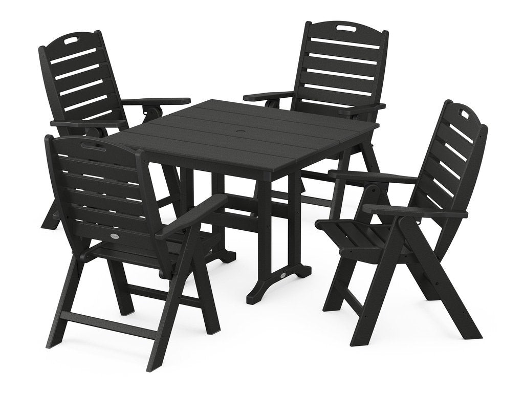 Nautical Folding Highback Chair 5-Piece Farmhouse Dining Set Photo