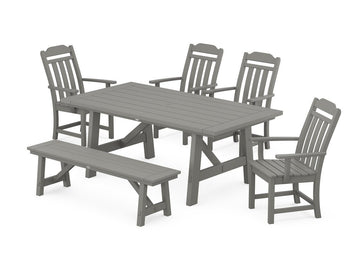 Country Living 6-Piece Rustic Farmhouse Dining Set with Bench Photo