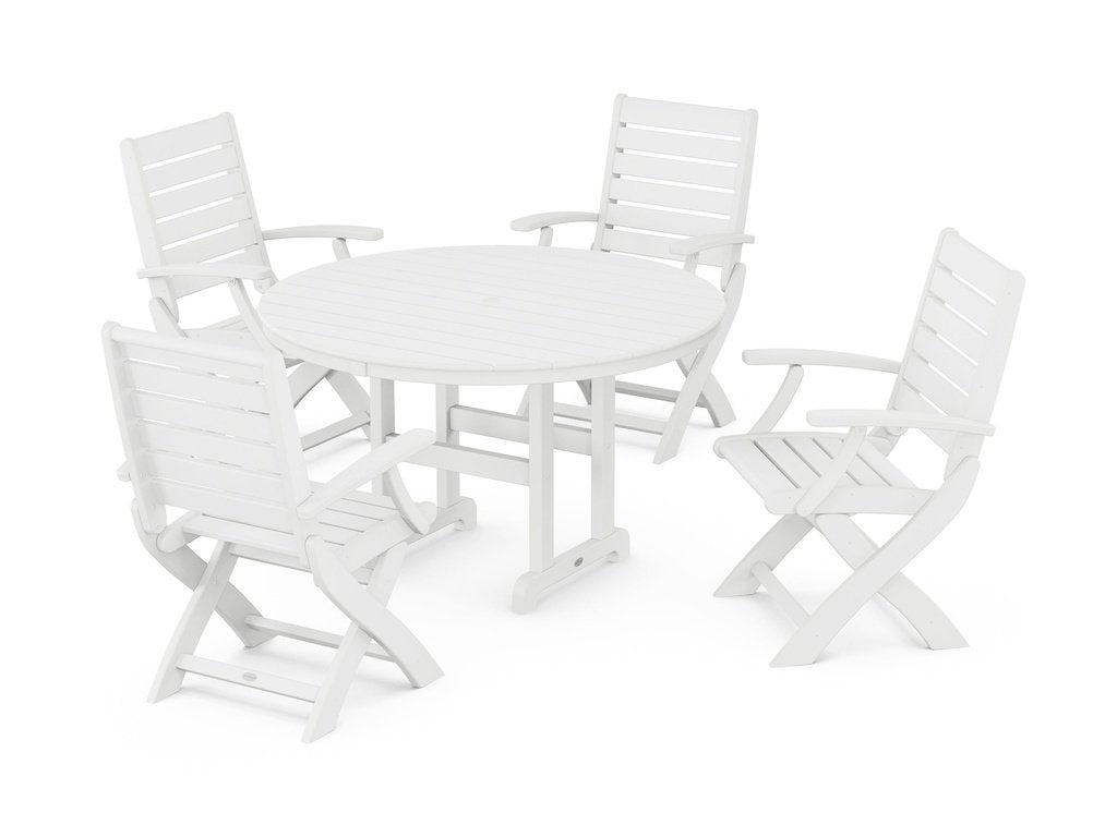 Signature Folding Chair 5-Piece Round Farmhouse Dining Set Photo