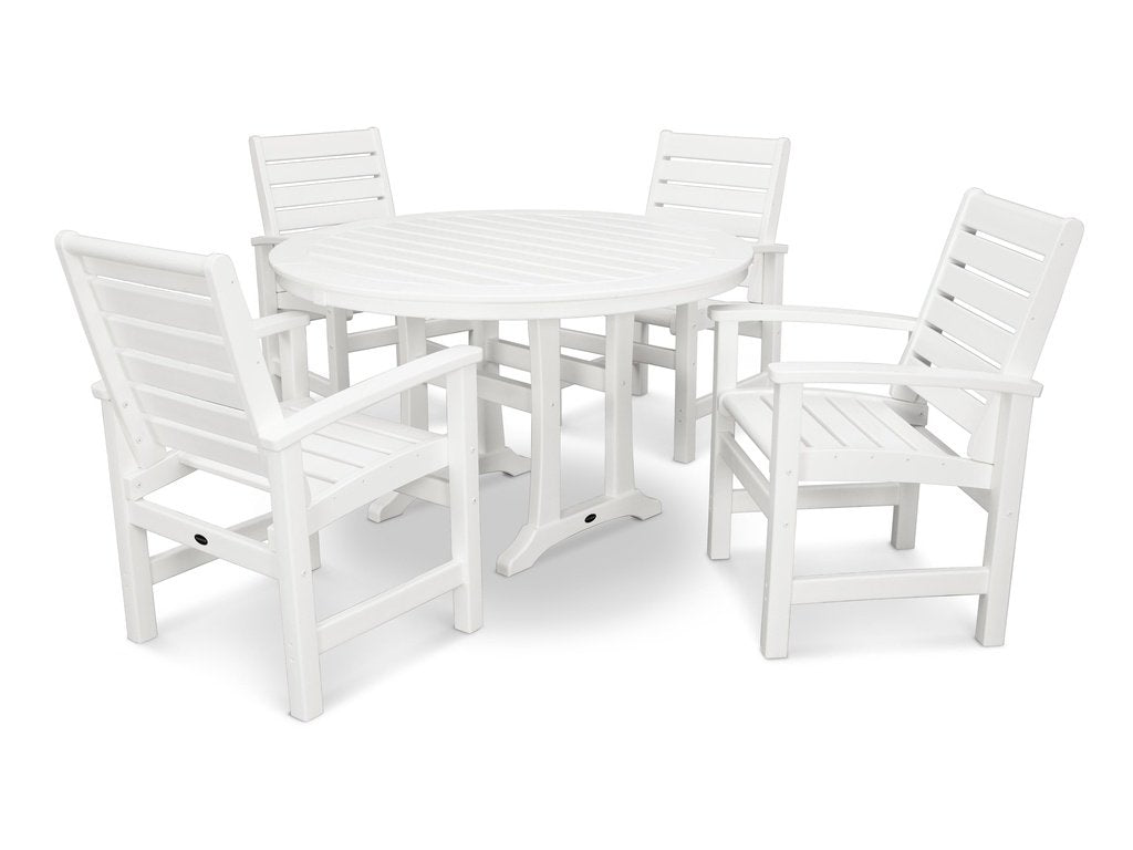 Signature 5-Piece Round Dining Set with Trestle Legs Photo