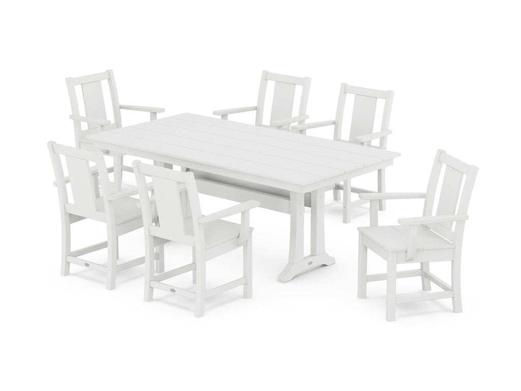 Prairie Arm Chair 7-Piece Farmhouse Dining Set with Trestle Legs Photo